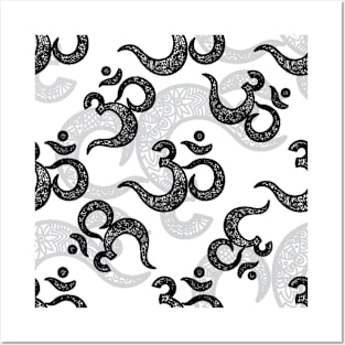 Om Aum Black and White Posters and Art